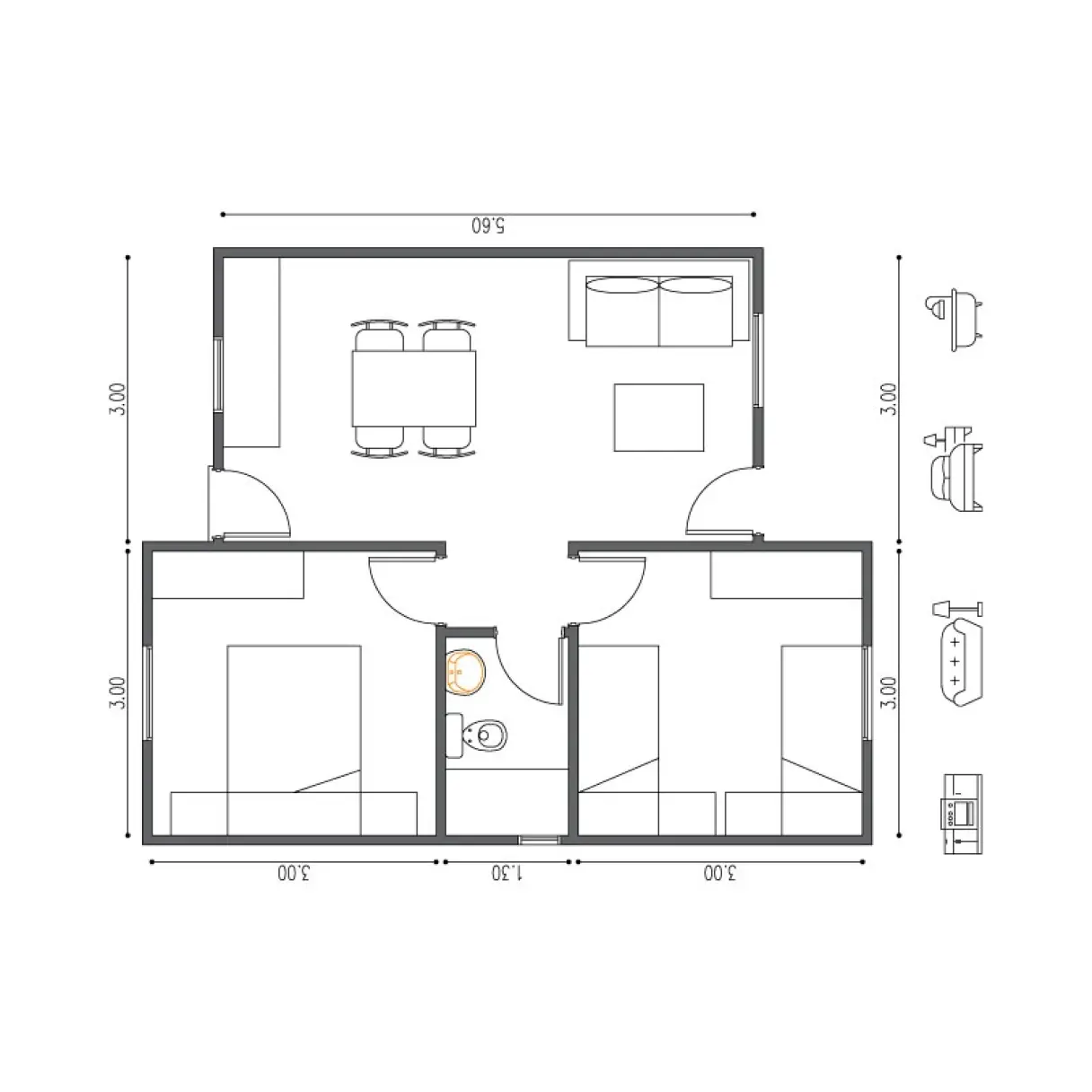 Modelo Venecia — 38,70 m² | GS Construcciones