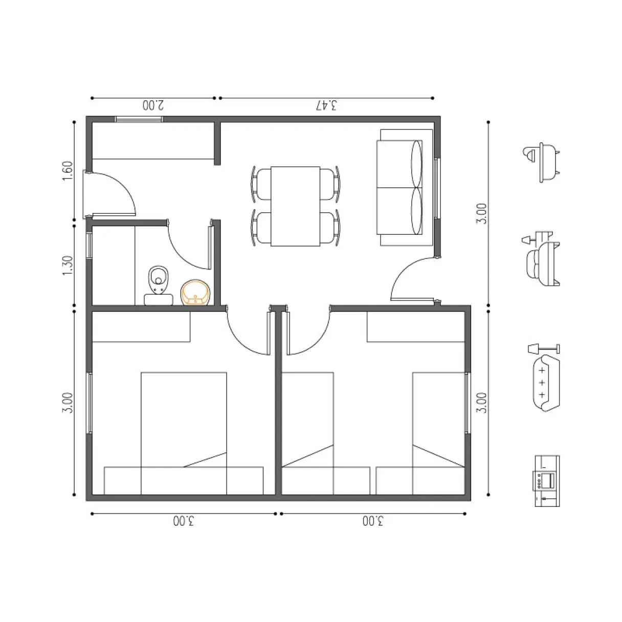 Modelo Venecia — 34,30 m² | GS Construcciones